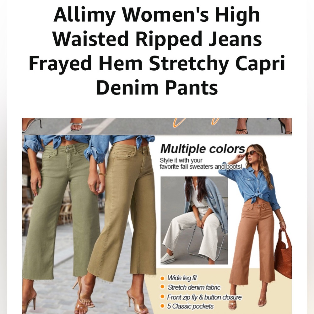 Allimy Wide-Leg Capri Jeans Size 6 - Picture 2 of 10